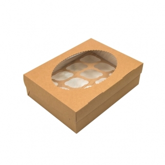 Упаковка для капкейков с окном OSQ MUF - "Крафт, 12 ячеек" (OSQMUF12K) (Упаковка 1 шт.) фото 4581