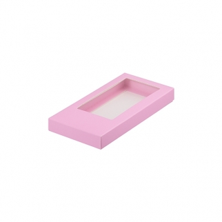 Упаковка для плитки шоколада с окном - "Розовая матовая, 16х8х1,7 см." (Упаковка 1 шт.) фото 9103