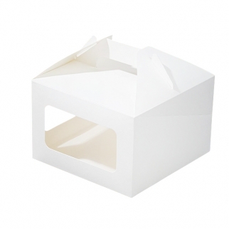 Упаковка для торта с ручкой и окном ForGenika JUMPL II - "Белая, 18x18x12 cм." (Упаковка 1 шт.) фото 13565