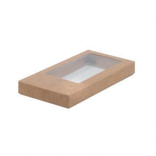 Упаковка для плитки шоколада с окном - "Крафт, 16х8х1,7 см." (Упаковка 1 шт.) фото 6818