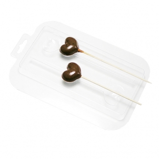 Молд пластиковый для шоколада - "Сердце на палочке" (Упаковка 1 шт.) фото 13766