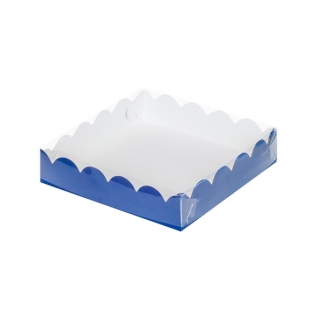 Упаковка для пряников с прозрачной крышкой - "Синяя,15,5х15,5х3,5 см." (080413-РК) (Упаковка 1 шт.) фото 6784