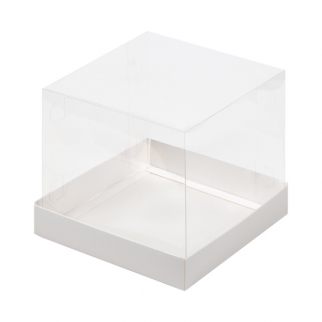 Упаковка для торта с прозрачным куполом - "Белая, 15х15х20 см." (Упаковка 1 шт.) фото 13254