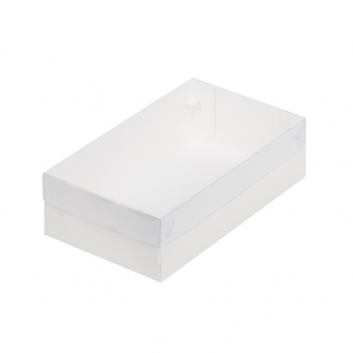 Упаковка для зефира с прозрачной крышкой - "Белая, 25х15х7 см." (Упаковка 1 шт.) фото 10467