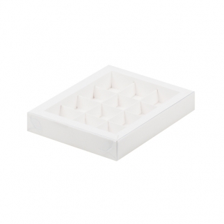 Упаковка для конфет с прозрачной крышкой - "Белая, 12 ячеек" (Упаковка 1 шт.) фото 10202
