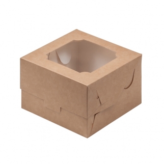 Упаковка для Бенто-торта с окном - "Крафт, 12х12х8 см." (Упаковка 1 шт.) фото 11144