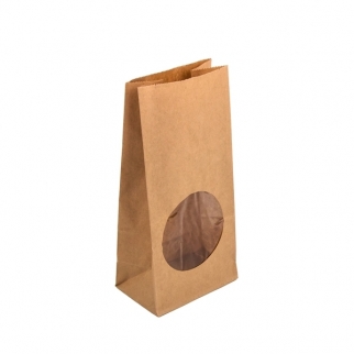 Бумажный пакет с окном - "Крафт, Без ручек,12х8х25 см., 70 г/м2." (Упаковка 10 шт.) фото 9032
