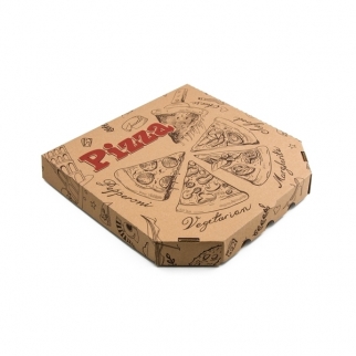 Упаковка для пиццы - "Бурая с печатью", 30х30х3,5 см. (S) (Упаковка 1 шт.) фото 4987