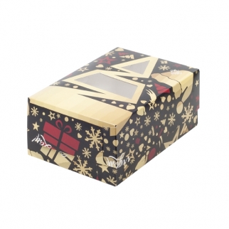 Упаковка для капкейков с окном - "ЕЛКА черная/золото, 6 ячеек", 23,5х16х10 см. (Упаковка 1 шт.) фото 9091