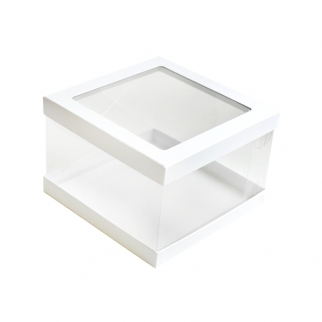 Упаковка для торта прозрачная с окном - "Белая, 30х30х28 см." (Упаковка 1 шт.) фото 13730