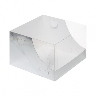 Упаковка для торта с прозрачной крышкой - "Серебро, 20,5х20,5х14 см." (Упаковка 1 шт.) фото 11128