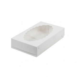 Упаковка для эклеров с окном - "Белая, 24х14х5 см." (080100-РК) (Упаковка 1 шт.) фото 5943