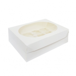 Упаковка для капкейков с окном ForGenika MUF - "Белая, 12 ячеек" (ForGenikaMUF12P) (Упаковка 1 шт.) фото 13139