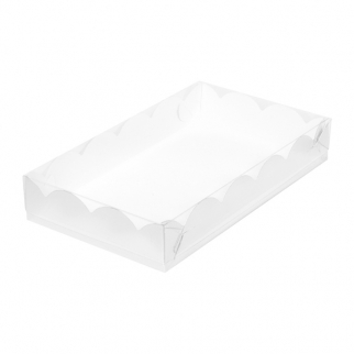 Упаковка для пряников с прозрачной крышкой - "Белая, 22х15х3,5 см." (Упаковка 1 шт.) фото 13375