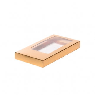 Упаковка для плитки шоколада с окном - "Золото, 16х8х1,7 см." (Упаковка 1 шт.) фото 5569