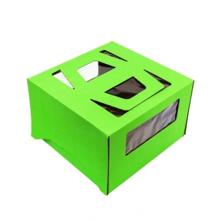 Упаковка для торта с окном и ручкой - "Зеленая, 30х30х19 см." (SP GOF*) (Упаковка 1 шт.) фото 9768
