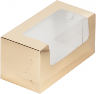 Упаковка для кекса с окном - "Золото, 20х10х10 см." (Упаковка 1 шт.) фото 5678